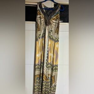 Apt. 9 Geometric Patterned Dress with Blue and Orange Accents